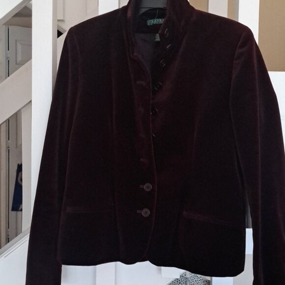 Ralph Lauren Deep Cranberry Velvet Button Down Blazer sz6 Excellent lined sz6 - Picture 6 of 9